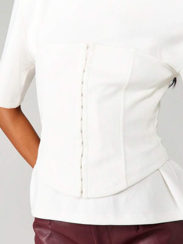 Missguided MISSGUIDED Structured Corset Top With Flutter Sleeves And Peplum Hem