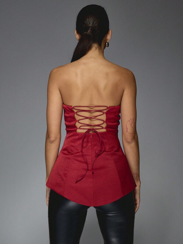 Missguided MISSGUIDED Structured Corset Top With Lace Up Back