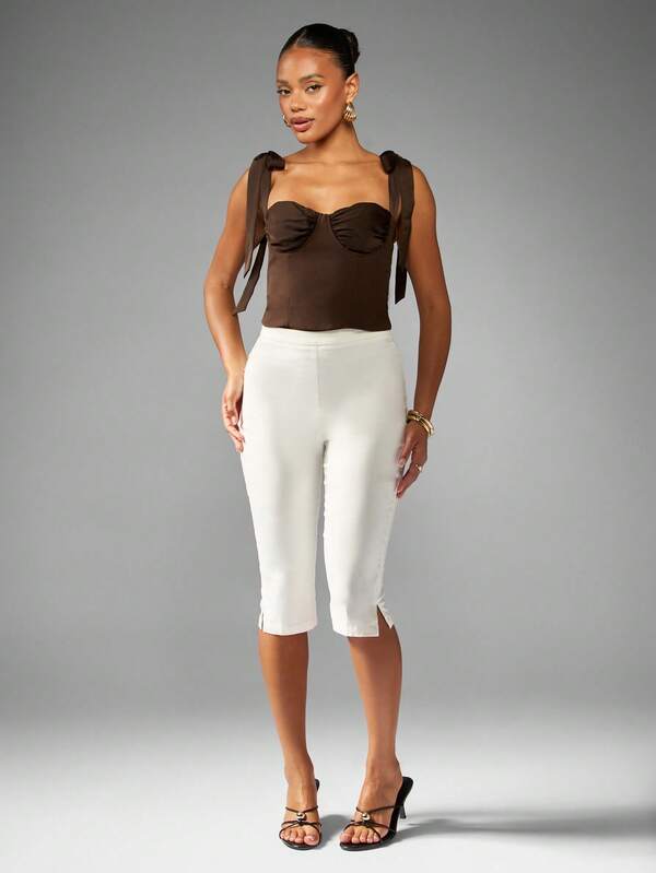 Missguided MISSGUIDED Structured Corset Top With Tie Shoulder Bows