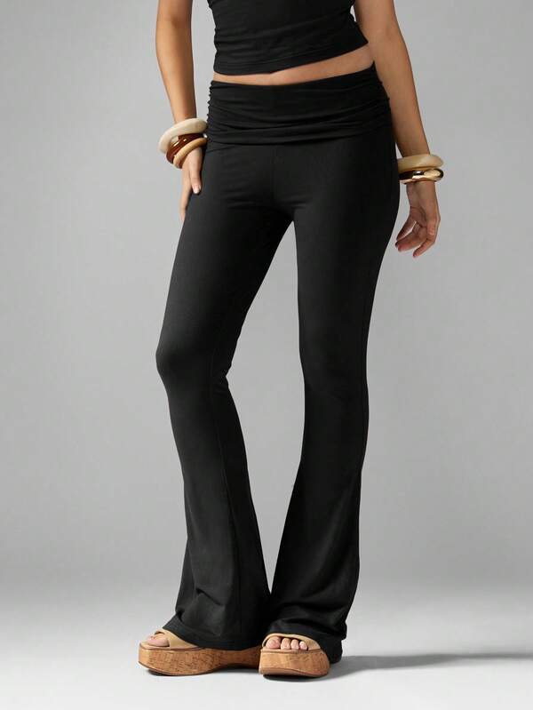 Missguided MISSGUIDED Stud Detail Flare Bottom Leggings With Wide Leg