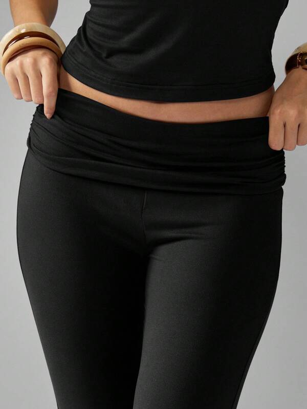 Missguided MISSGUIDED Stud Detail Flare Bottom Leggings With Wide Leg