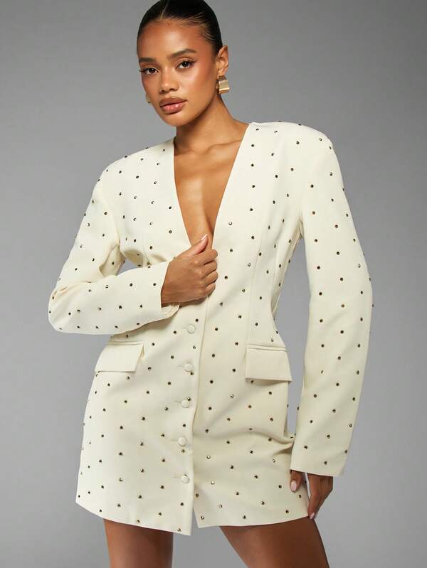 missguided MISSGUIDED Studded Blazer Dress With Crystal Embellishments And Pockets