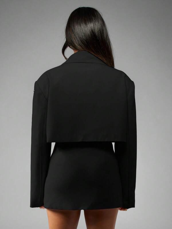 Missguided MISSGUIDED Studded Cropped Blazer With Button Closure