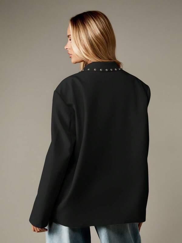 Missguided MISSGUIDED Studded Lapel Blazer With Pearl Buttons