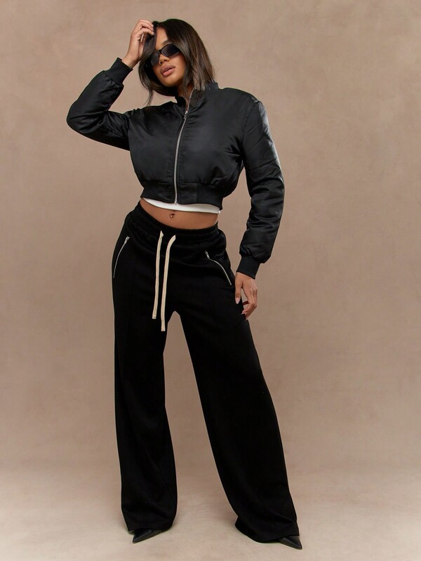Missguided MISSGUIDED Stylish Cropped Lightweight Windbreaker Bomber Women Winter Coat