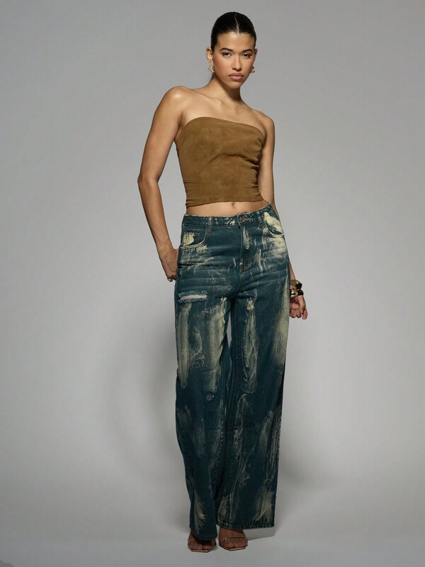 Missguided MISSGUIDED Suede Bandeau Corset Top With Zipper Detail