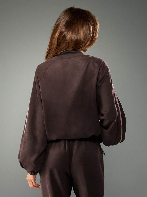 Missguided MISSGUIDED Suede Bomber Jacket With Full Zip