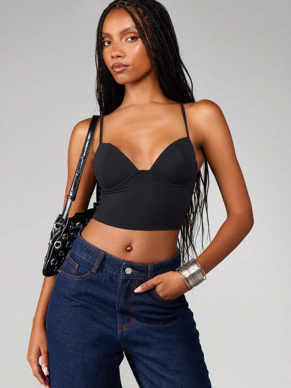 missguided MISSGUIDED Sweetheart Crop Corset With Straps