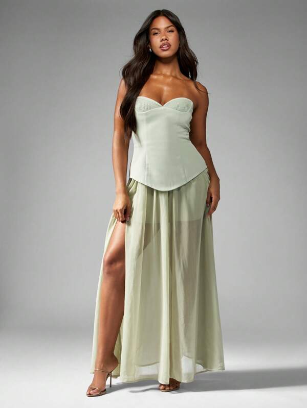 missguided MISSGUIDED Sweetheart Neckline Corset Maxi Dress