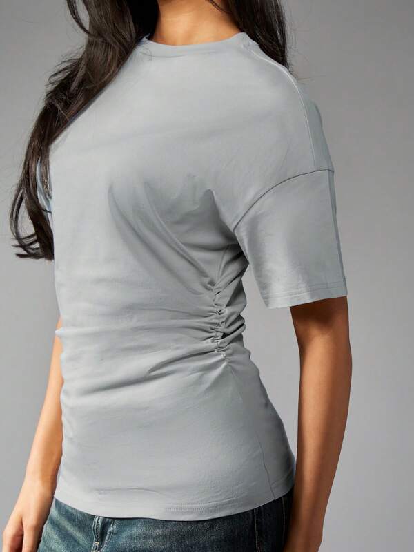 Missguided MISSGUIDED T-Shirt With Cinched Waist Detail Short Sleeve