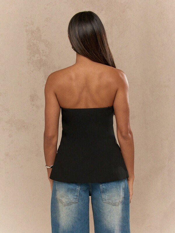 Missguided MISSGUIDED Tailored Button Down Bandeau Tank Top