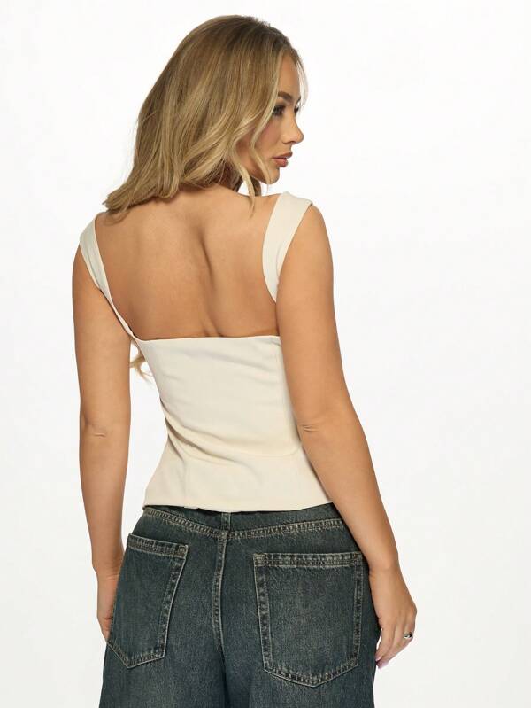 Missguided MISSGUIDED Tailored Crop Bralette Square Neck Tank Tops & Camis