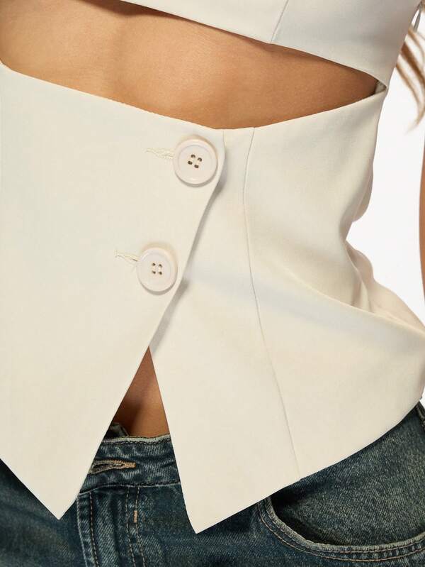 Missguided MISSGUIDED Tailored Crop Bralette Square Neck Tank Tops & Camis