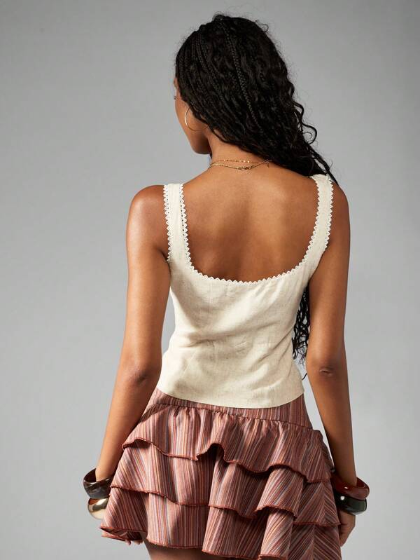 Missguided MISSGUIDED Tailored Linen Button Front Corset Style Cami