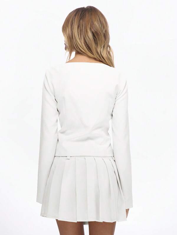 Missguided MISSGUIDED Tailored Long Sleeve Square Neck Blazer Top Cropped Fitted