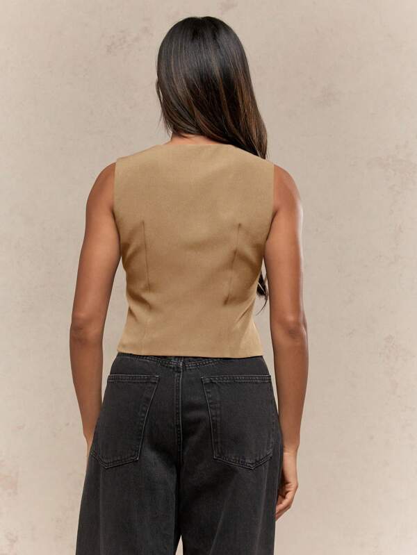 Missguided MISSGUIDED Tailored Professional Office Button Front Top