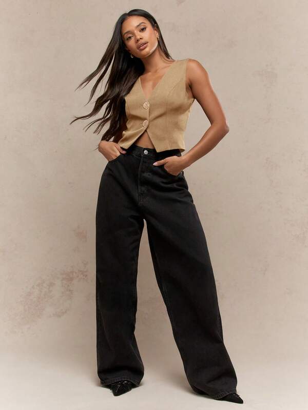 Missguided MISSGUIDED Tailored Professional Office Button Front Top