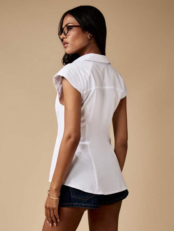 Missguided MISSGUIDED Tailored Sleeveless Peplum Blouse With Button Front