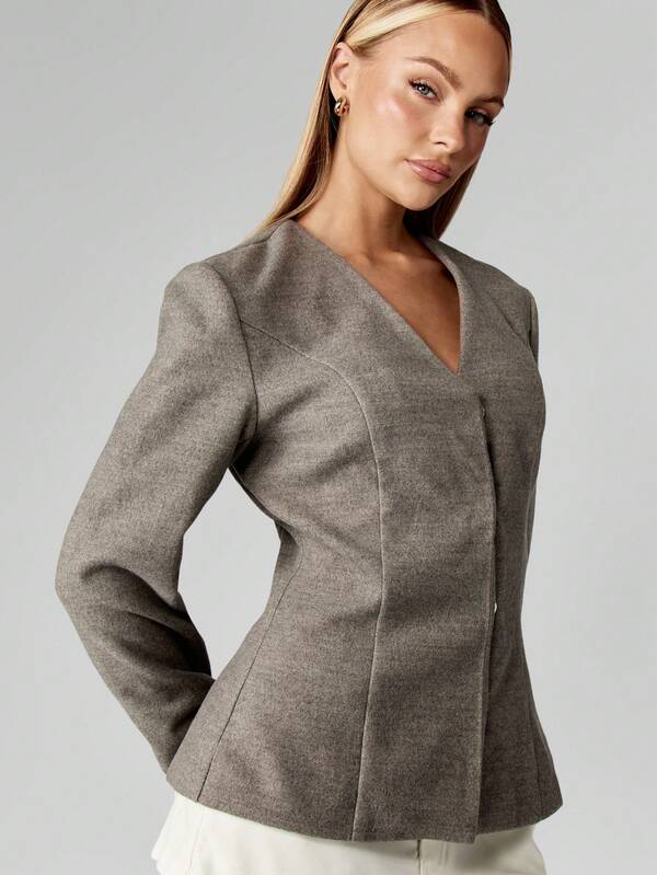 Missguided MISSGUIDED Tailored Wool Blend Blazer With Button Closure