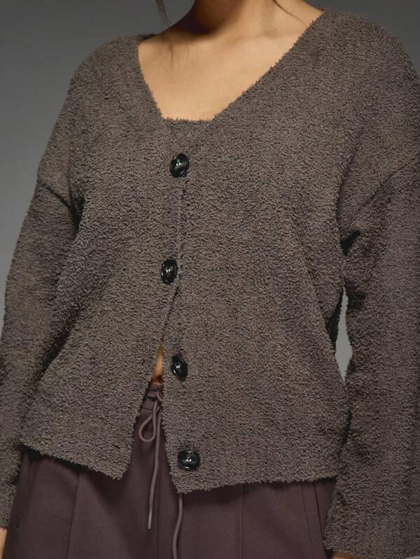 Missguided MISSGUIDED Teddy Borg Knitted Cardigan With Matching Pants
