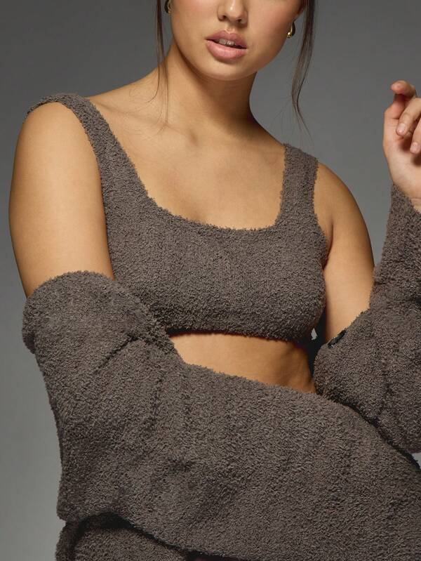Missguided MISSGUIDED Teddy Borg Knitted Cardigan With Matching Pants