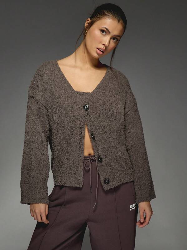 missguided MISSGUIDED Teddy Borg Knitted Cardigan With Matching Pants