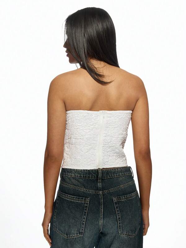 Missguided MISSGUIDED Texture Strapless Bandeau Crop Top