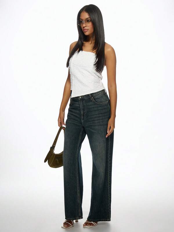 Missguided MISSGUIDED Texture Strapless Bandeau Crop Top