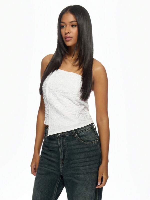 missguided MISSGUIDED Texture Strapless Bandeau Crop Top