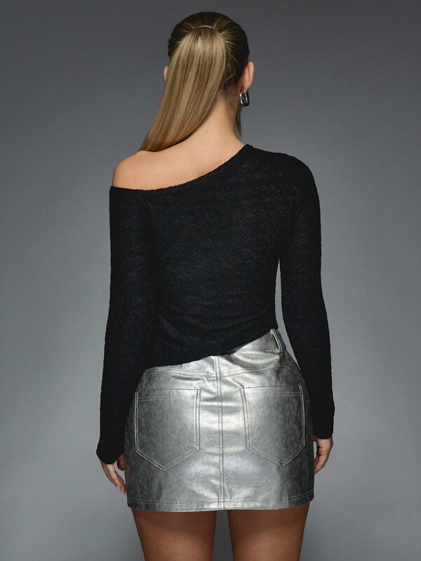 Missguided MISSGUIDED Textured Asymmetric Long Sleeves Fitted Top Pack Of 3