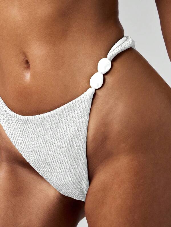 Missguided MISSGUIDED Textured Bikini Set With Beaded Details And Adjustable Straps