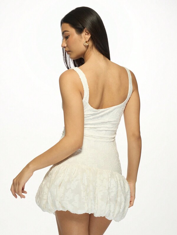 Missguided MISSGUIDED Textured Brocade Puffball Mini Dress With Bubble Hem