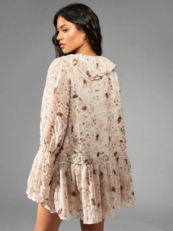 Missguided MISSGUIDED Textured Chiffon Smocked Tiered Mini Dress