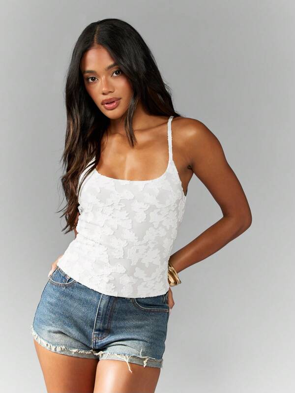 Missguided MISSGUIDED Textured Floral Cami Top With Adjustable Straps