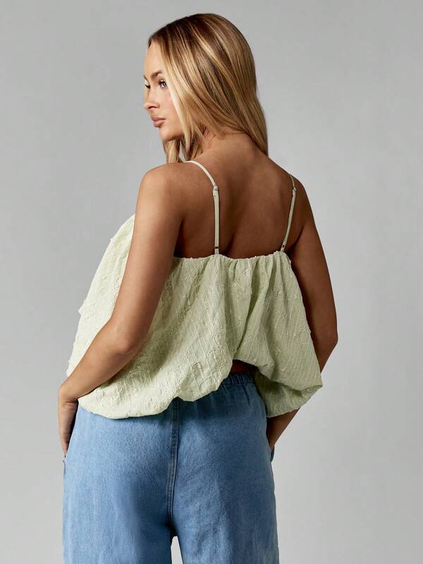 Missguided MISSGUIDED Textured Jacquard Bubble Hem Cami Top