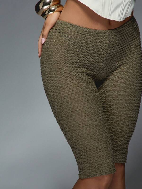 Missguided MISSGUIDED Textured Knit Biker Shorts With Honeycomb Pattern