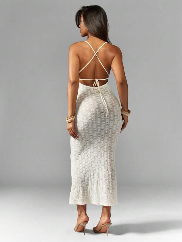 Missguided MISSGUIDED Textured Knit Bodycon Midaxi Dress