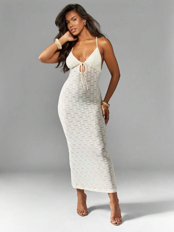 missguided MISSGUIDED Textured Knit Bodycon Midaxi Dress