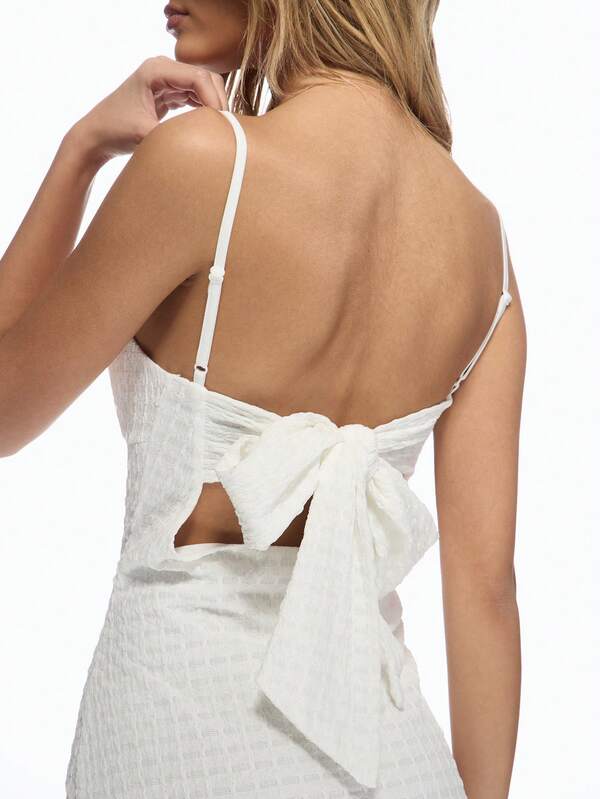 Missguided MISSGUIDED Textured Milkmaid Ruched Bustier Spaghetti Strap Bodycon Women Mini Dress
