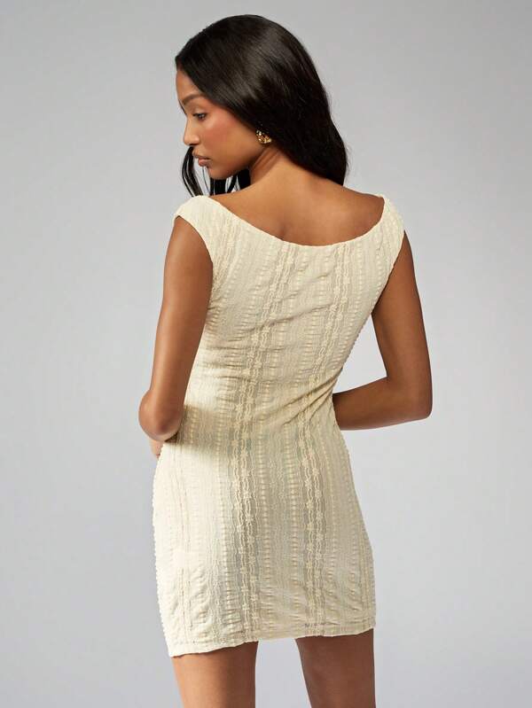 Missguided MISSGUIDED Textured Off-Shoulder Mini Dress With Cutout Details