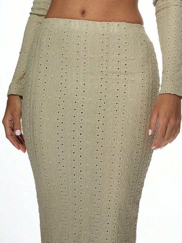 Missguided MISSGUIDED Textured Ribbed Crop Top Maxi Skirt Two Piece Outfit