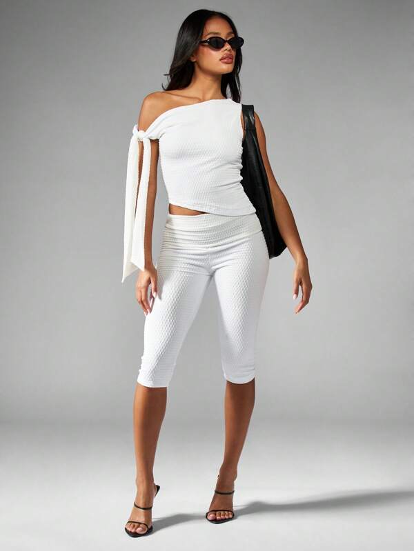 missguided MISSGUIDED Textured Ruched Capri Two-Piece Outfits