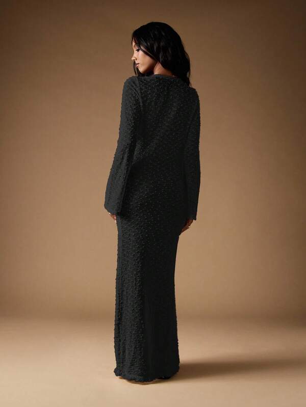 Missguided MISSGUIDED Textured Wrap Maxi Dress With Plunge Neckline