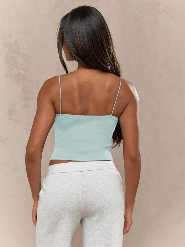 Missguided MISSGUIDED Thin Strap Ribbed Cami Top With Spaghetti Straps