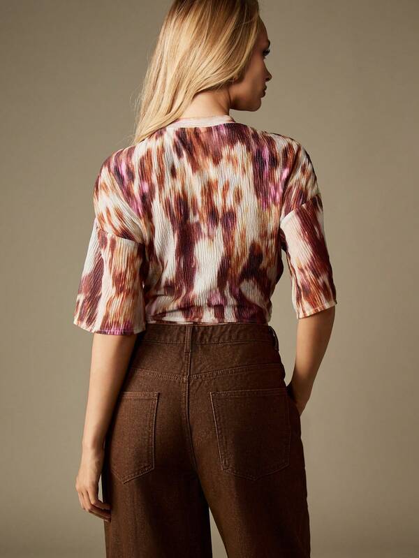 Missguided MISSGUIDED Tie Dye T-Shirt With 3D Flower