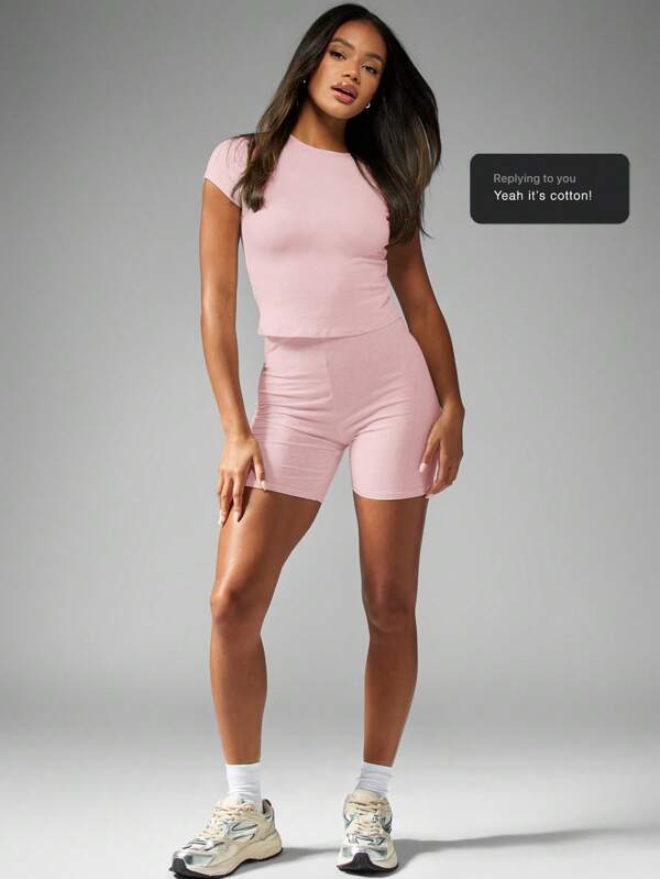 missguided MISSGUIDED Top And Cycle Short Two Piece Co Ord Set