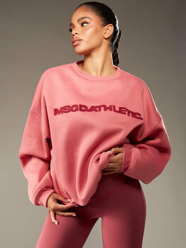 Missguided MISSGUIDED Towel Applique Crewneck Sweatshirt With Oversized Fit
