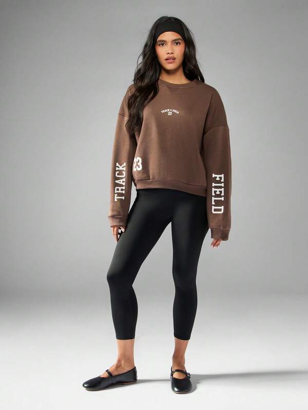 Missguided MISSGUIDED Track And Field Varsity Sweatshirt With Sleeve Graphics