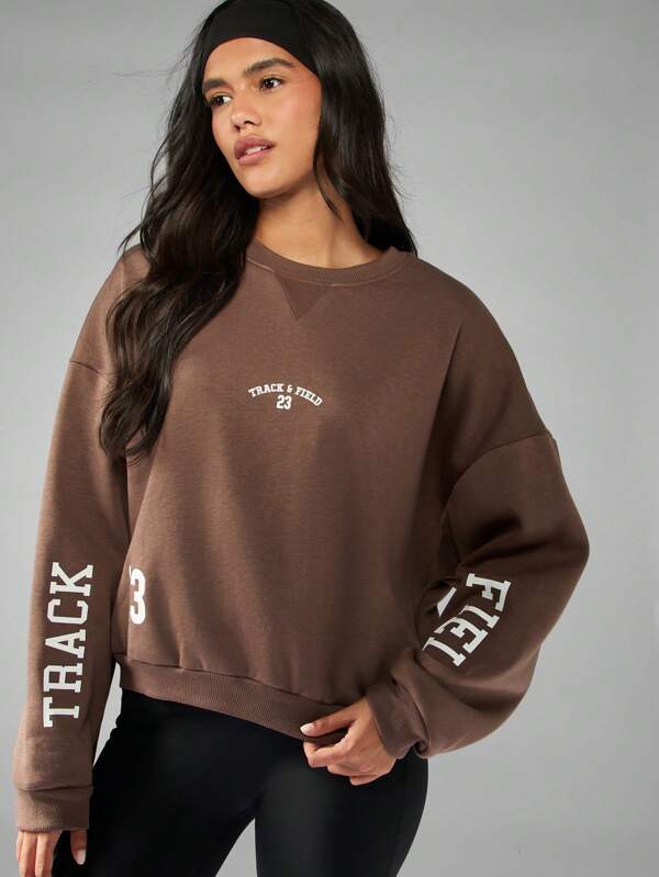 missguided MISSGUIDED Track And Field Varsity Sweatshirt With Sleeve Graphics