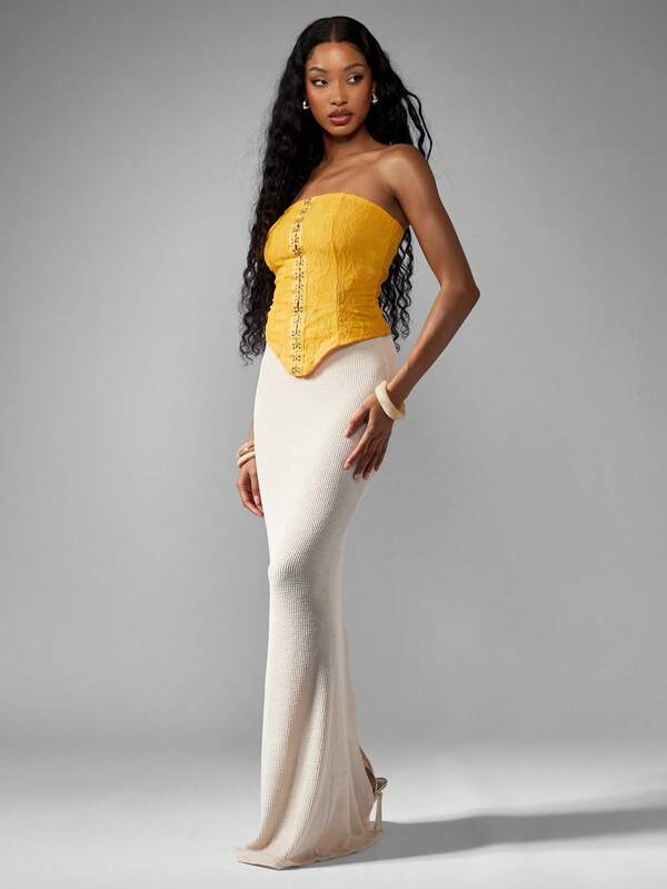 Missguided MISSGUIDED Trending Vintage-Inspired Corset Top With Hook And Eye Details